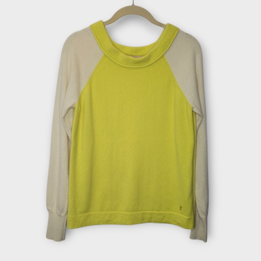 Juicy Couture Cashmere Colorblock Sweater M Yellow Cream